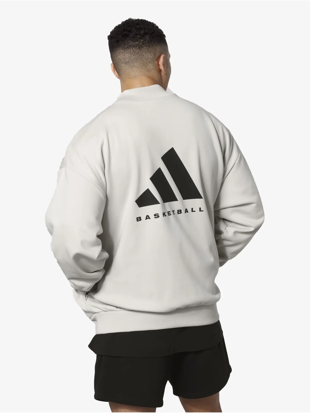 Adidas Basketball  White Heavyweight Oversized Mock Neck Crewneck Sweatshirt XXL
